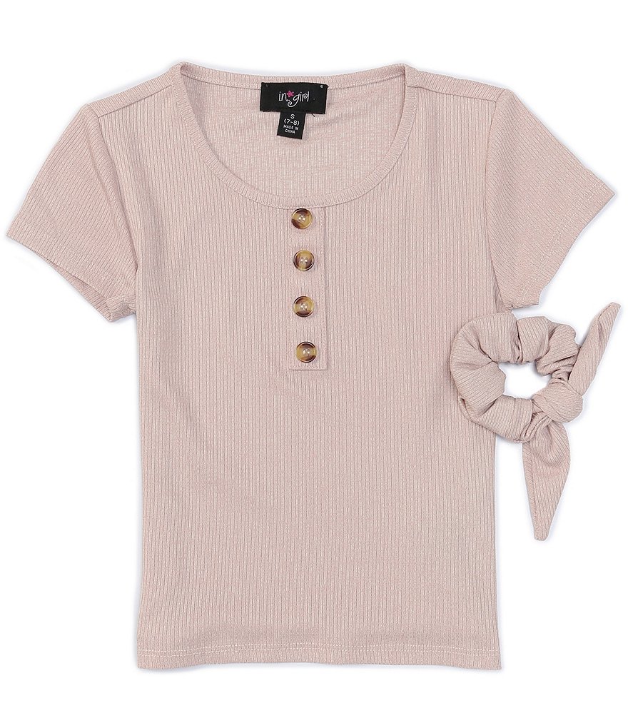 I.N. Girl Big Girls 7-16 Short-Sleeve Rib-Knit Tee