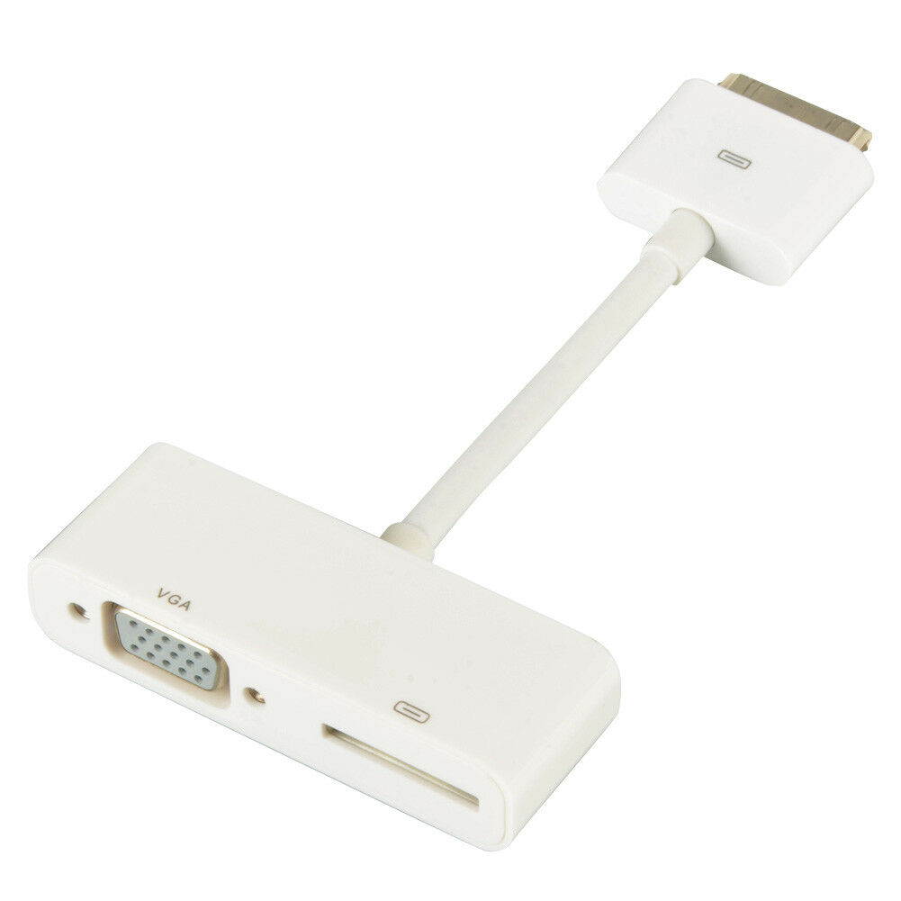 White ABS 30pin Digital AV Adapter To VGA Fit For iPhone 4 4S iPod iPad 2 3