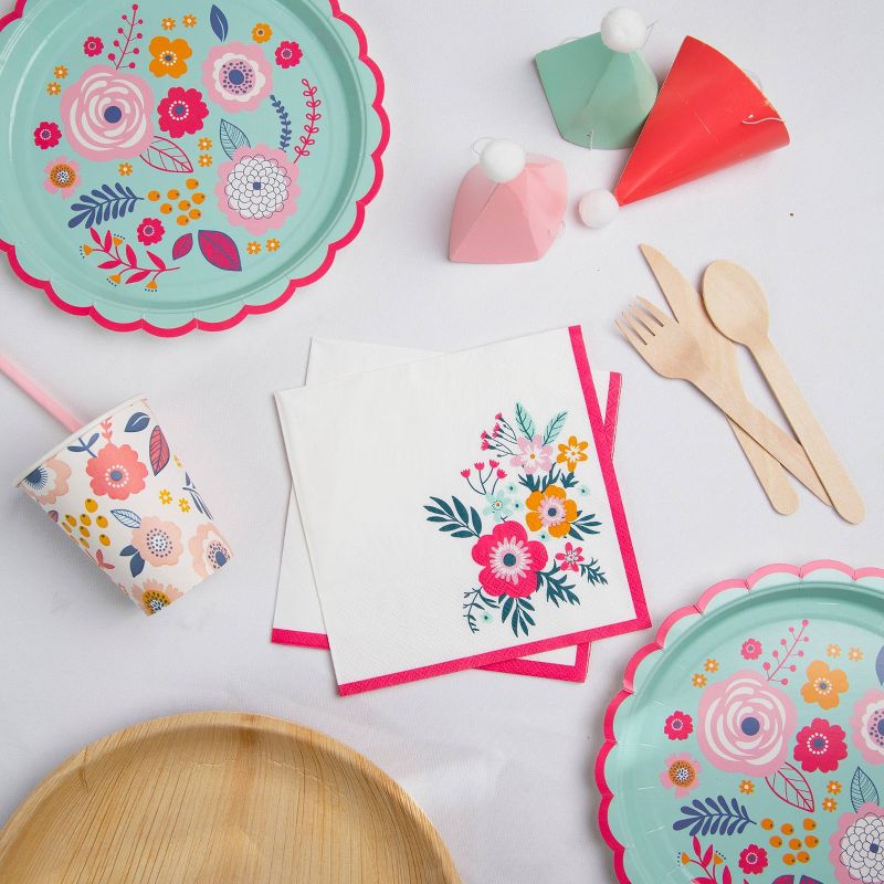 13" 20pk Eco Party Printed Floral Disposable Napkins