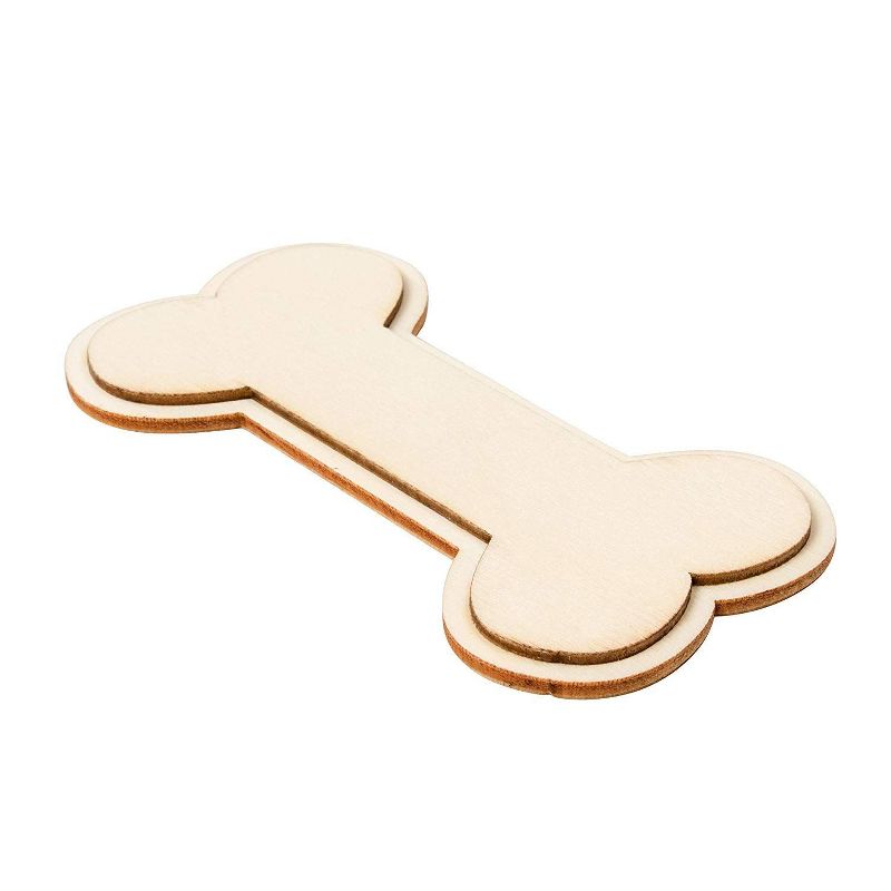 Genie Crafts 24-Pack Wood Cutouts, Unfinished Wooden Dog Bone Shapes for DIY, Doghouse Decor