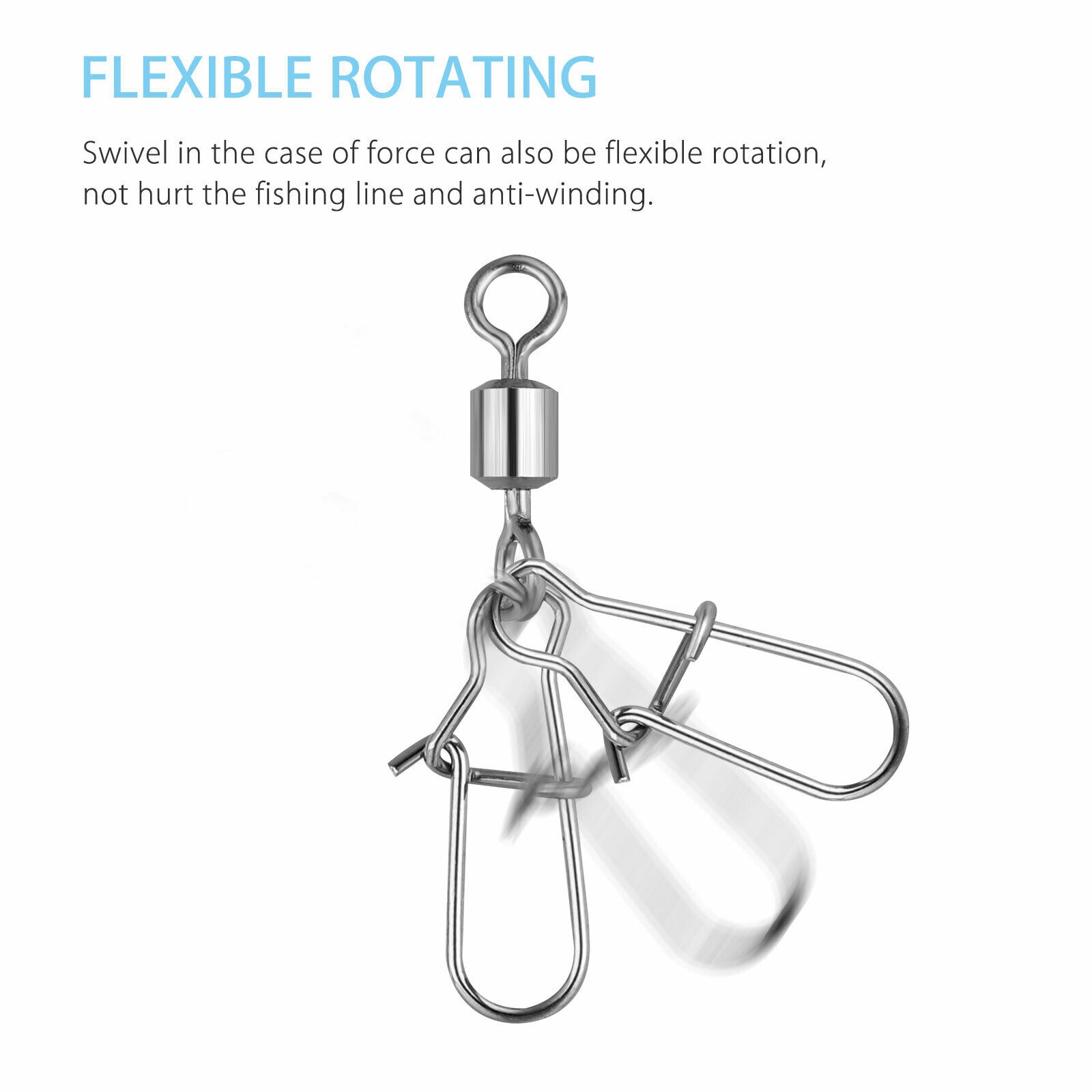 210Pcs Snap Swivels Ball Bearing Fishing Connector With Coastlock #2 #4 #5 #6 #8