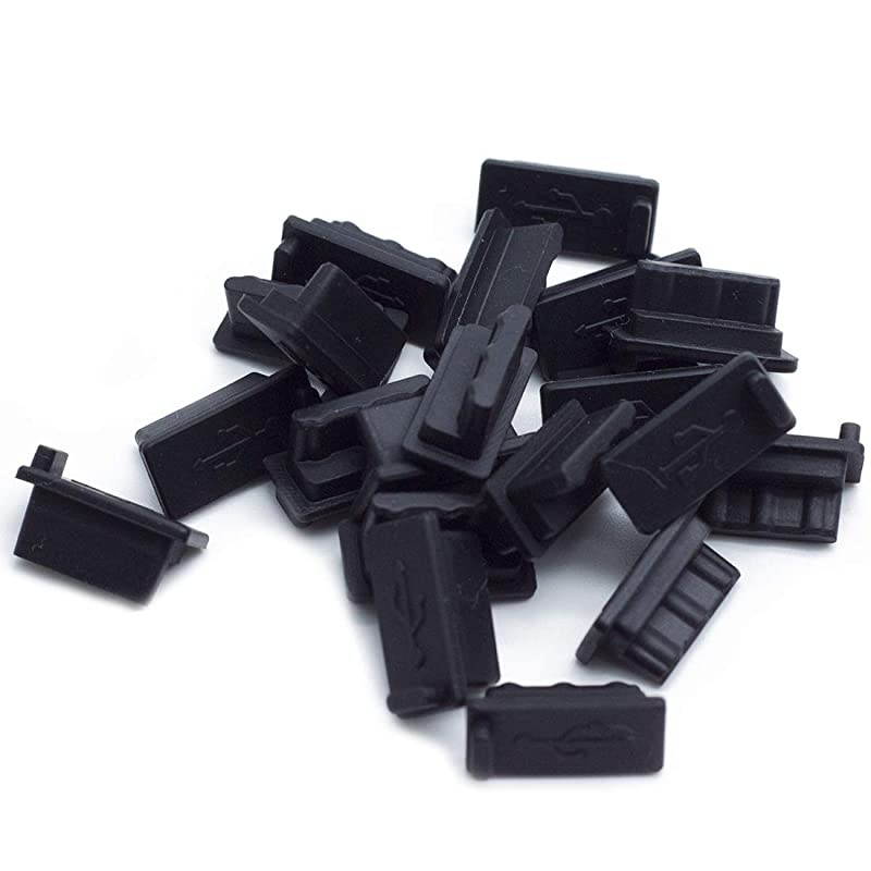 20PCS Silicone USB A Type Female Anti Dust Cover Plug Protector Stopper, Black