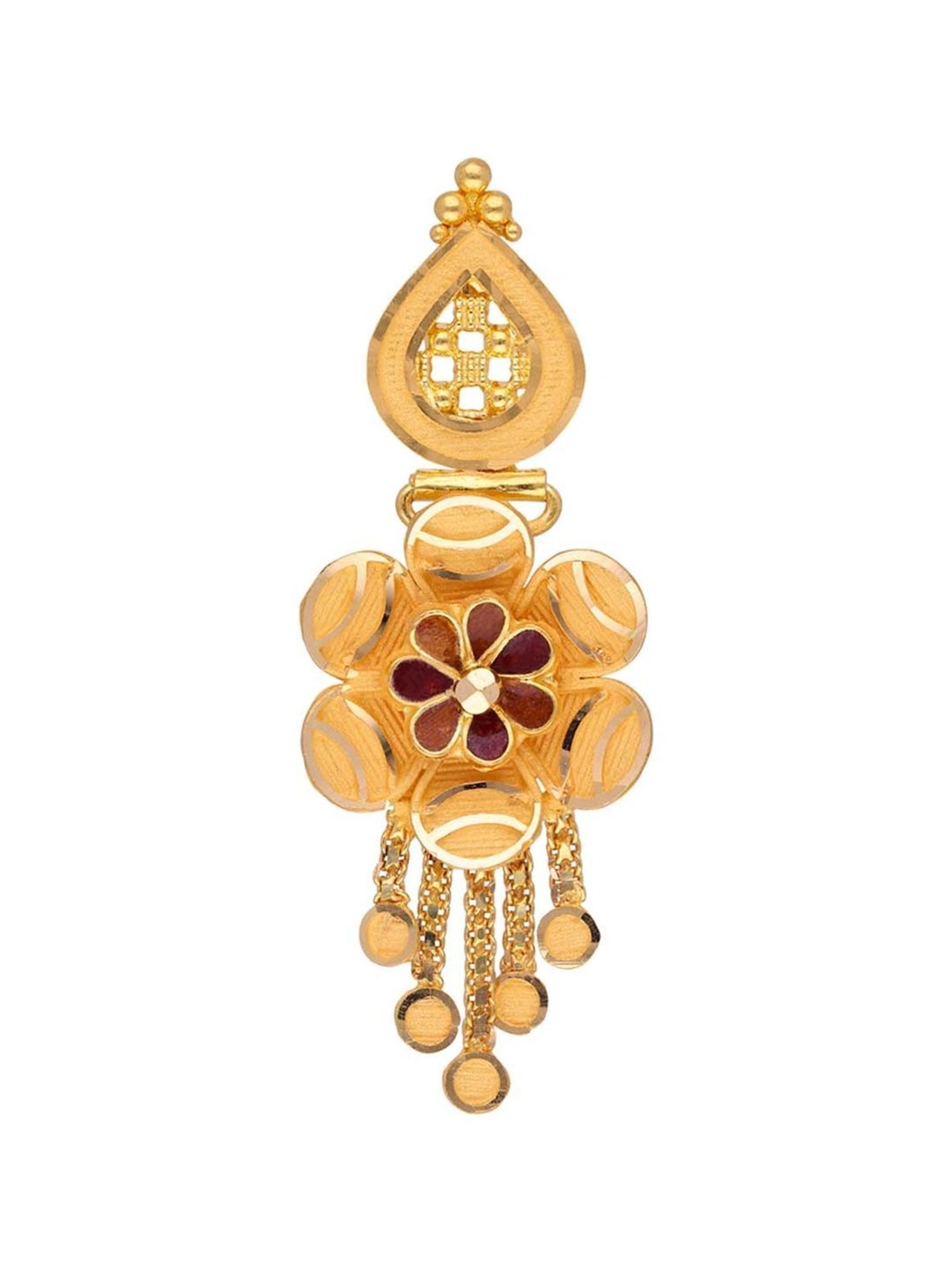 CKC Plain Gold Ear Drops with Filigree Design: Timeless Sophistication