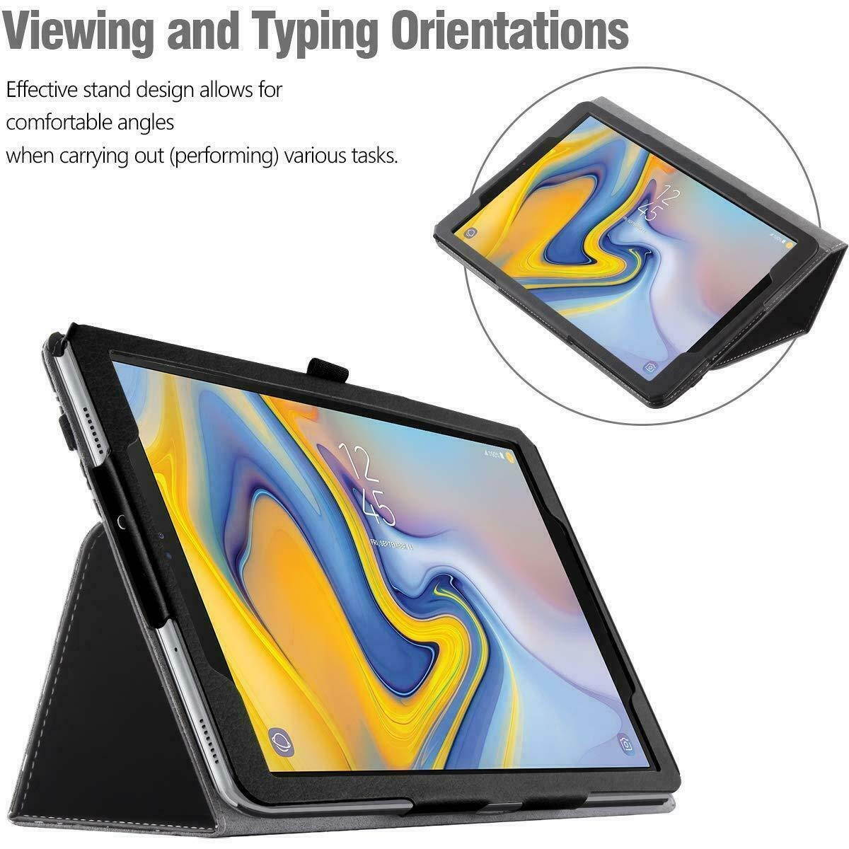[10 Pieces] Galaxy Tab A 10.5 (2018) Tablet Folio Case Cover Stand Leather Black