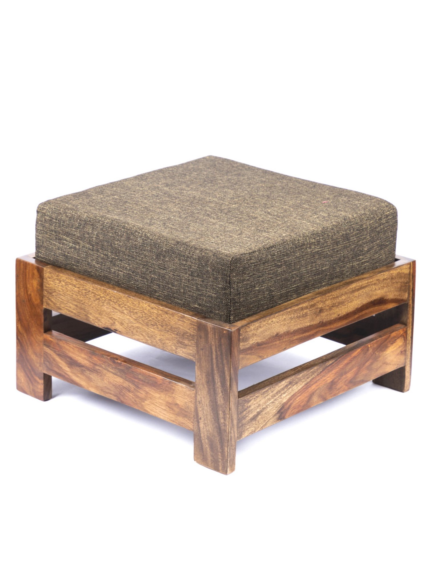 Ikiriya Amber Brown Wood Foot Stool Teak Finish