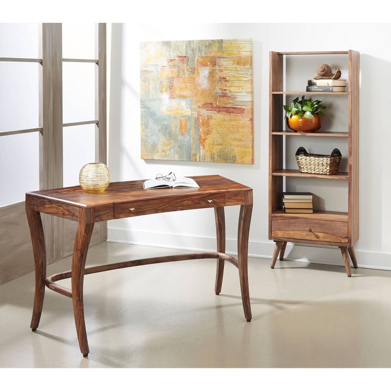 63.5" Brentwood Eclectic 4 Shelf Bookcase Brown - Treasure Trove Accents