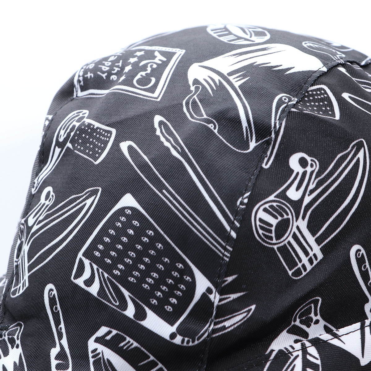 Fashion Cutlery Style Chefs Hat Cap Kitchen Catering Skull Cap Ribbon Cap Turban (Black+White)