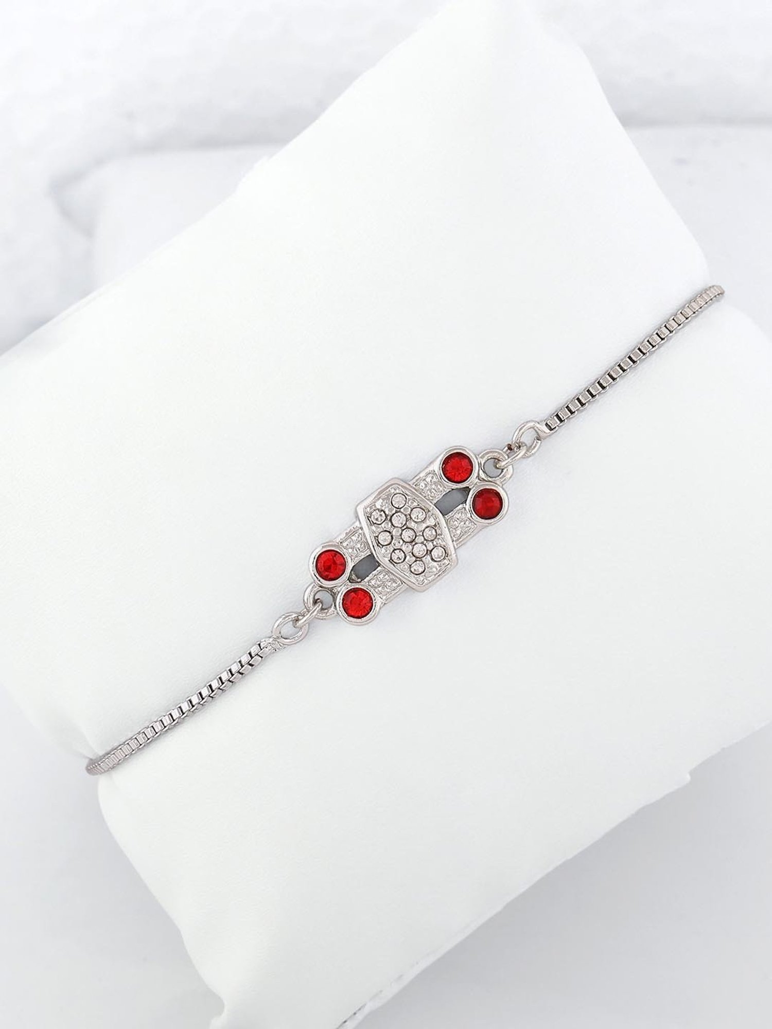 Estele Rhodium-Plated Modern Art Bracelet with Austrian Crystals for Women
