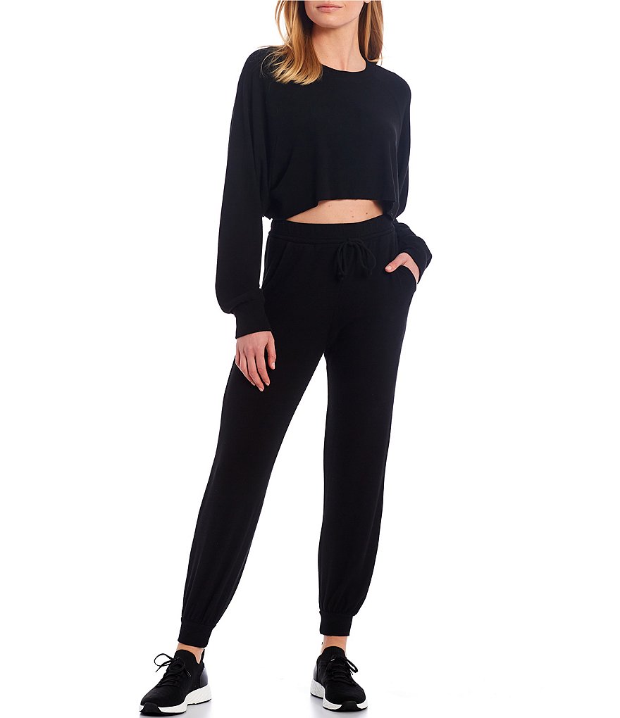 NIA Ribbed Hacci Drawstring Straight Leg Coordinating Ankle Joggers