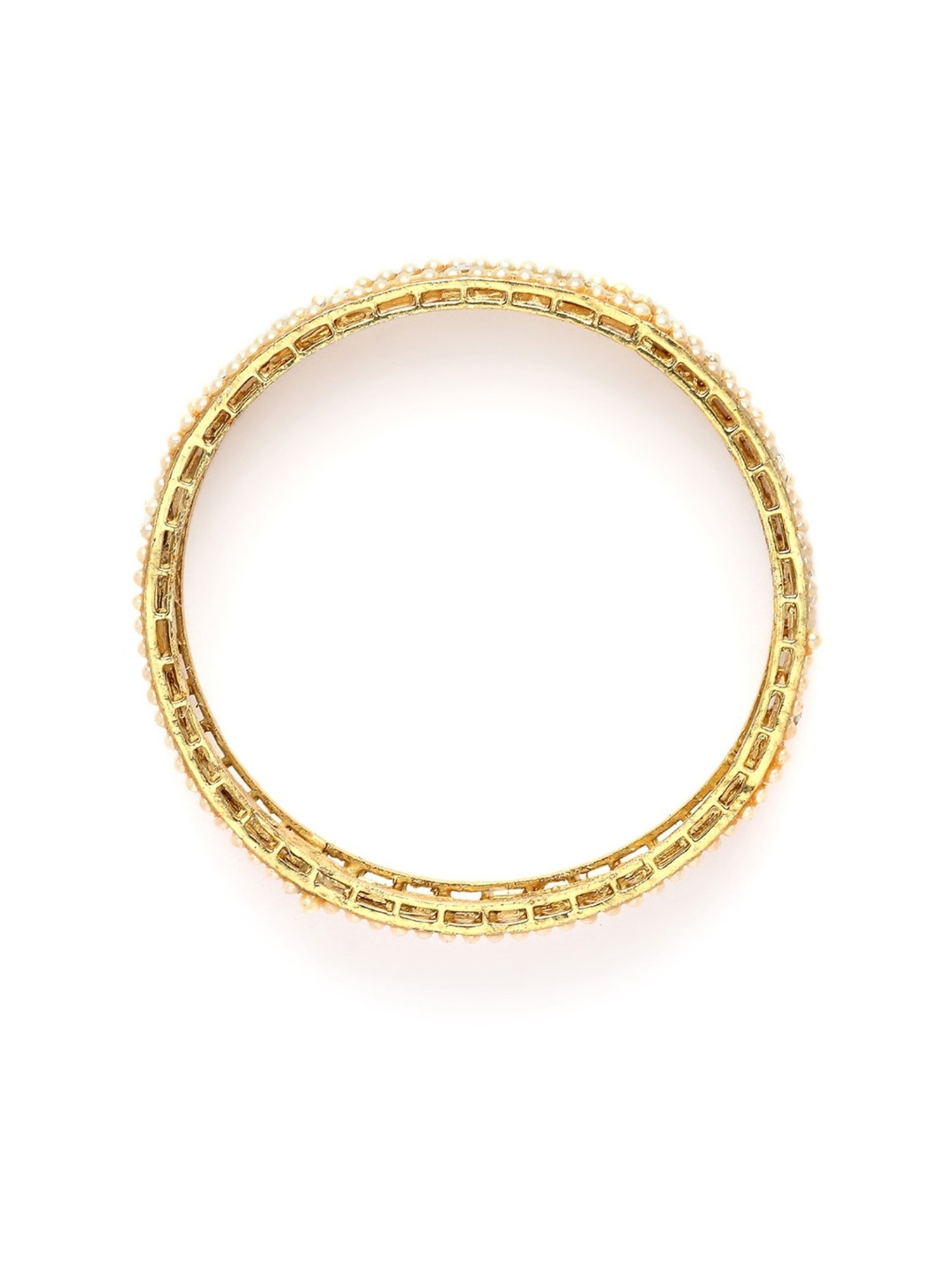 Karatcart Gold-Plated White Meena Bangles Women - Set of 2