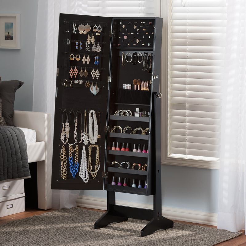 Lola Cheval Mirror/Jewelry Wardrobe Black - Powell Company