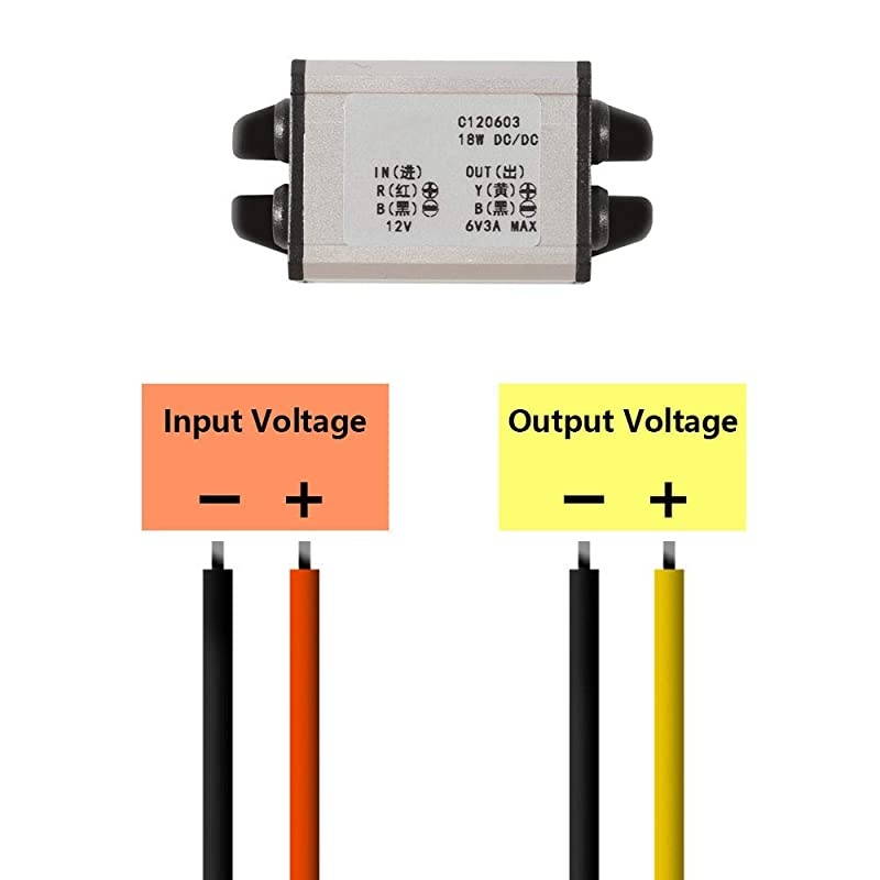 12V to 6V Car Power Voltage Converter DC 9V22V 12V to DC 6V Buck Voltage 3A 18W Waterproof DC Step Down Volt Module Power Supply Board Compatible with Car Vehicle Automotive LED Display Radio