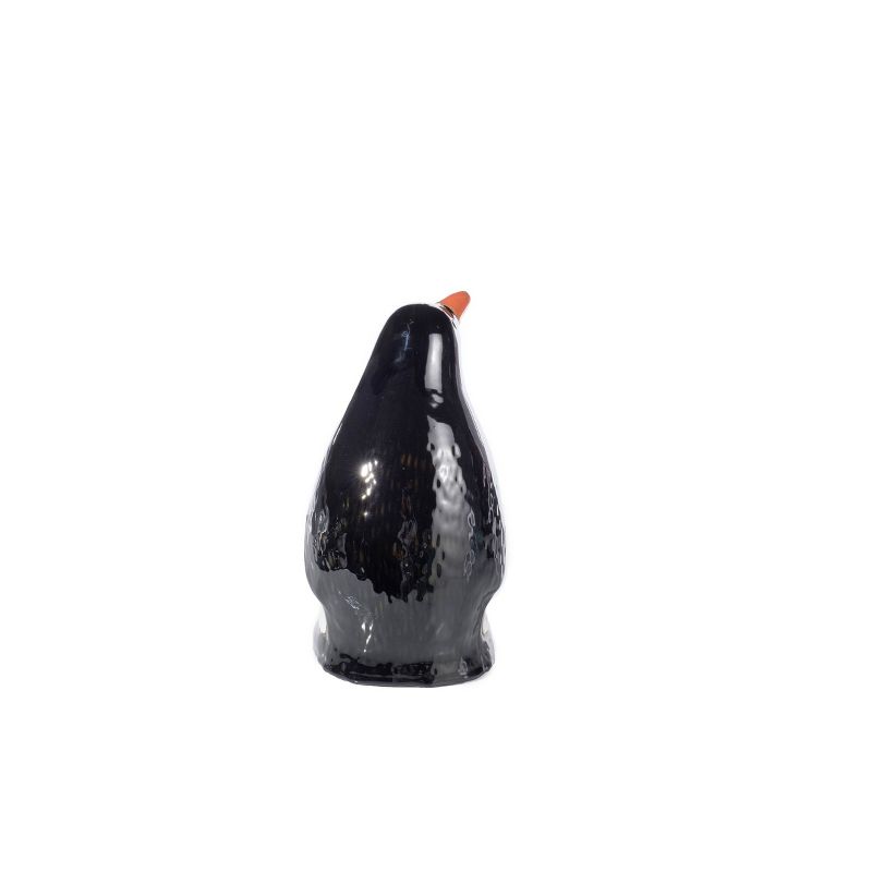 12.5" Handmade Glazed Ceramic Penguin Statue Black/White - Alfresco Home LLC