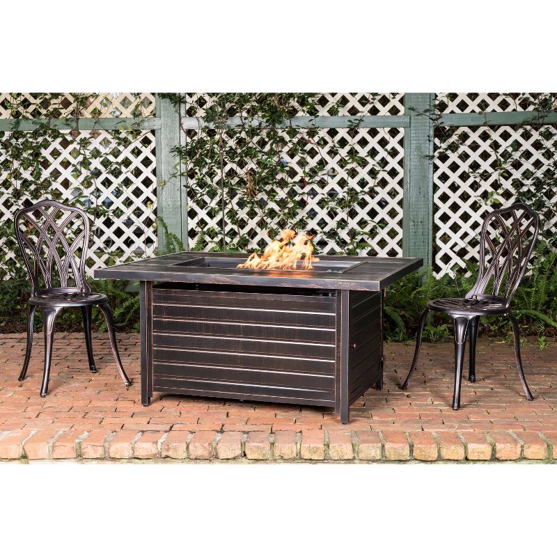 Sawyer Brushed Bronze Rectangle Aluminum LPG Fire Pit - Fire Sense
