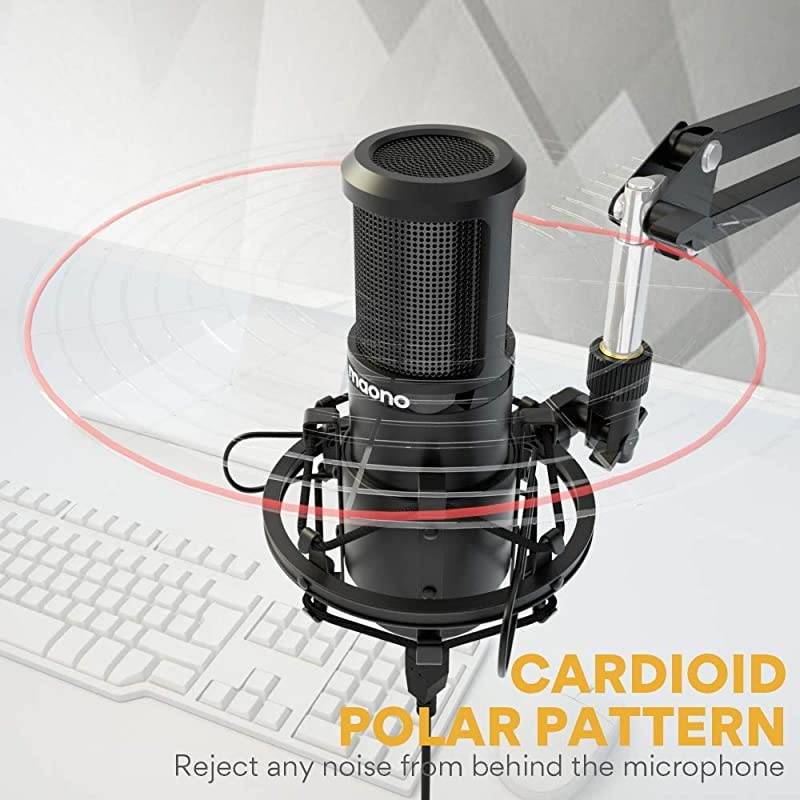 Podcast Microphone 192KHZ/24BIT  AU-PM420 Metal USB Condenser Cardioid PC Mic with Professional Sound Chipset for Gaming, Streaming, YouTube, Voice Over, Studio/Home Recording