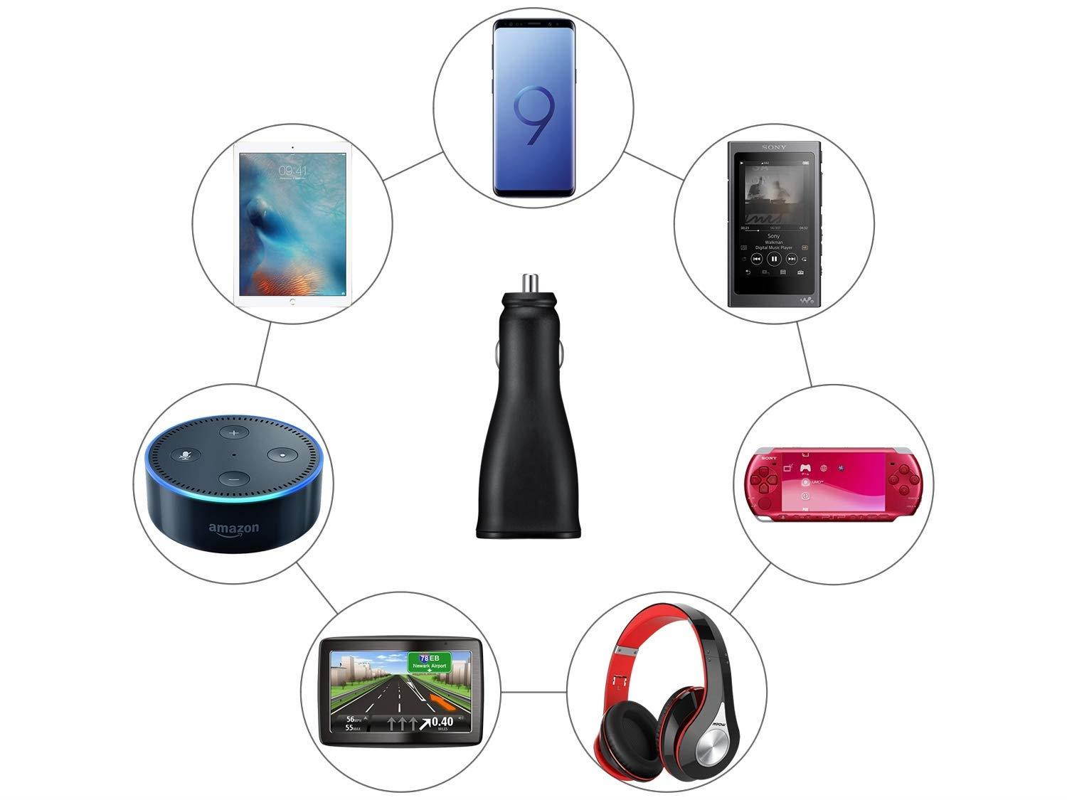 Galaxy Car (AFC) Charger for Samsung Galaxy S7/S7 Edge/S6/S6 Edge Adaptive Fast Charging w/Micro USB Cable - Black