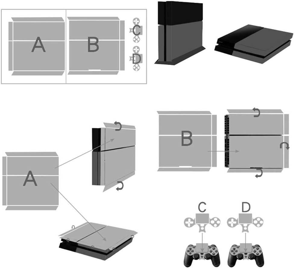 Ps4 Stickers Full Body Vinyl Skin Decal Cover for Playstation 4 Console Controllers (with 4pcs Led Lightbar Stickers) (Blue fire)