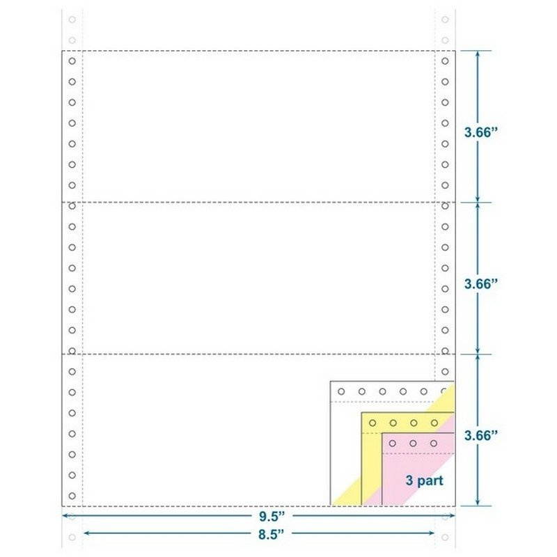 3-Ply Carbonless Paper, White/Canary/Pink, Form Size 9-1/2" x 3-2/3" (W x H) (Carton of 3150)