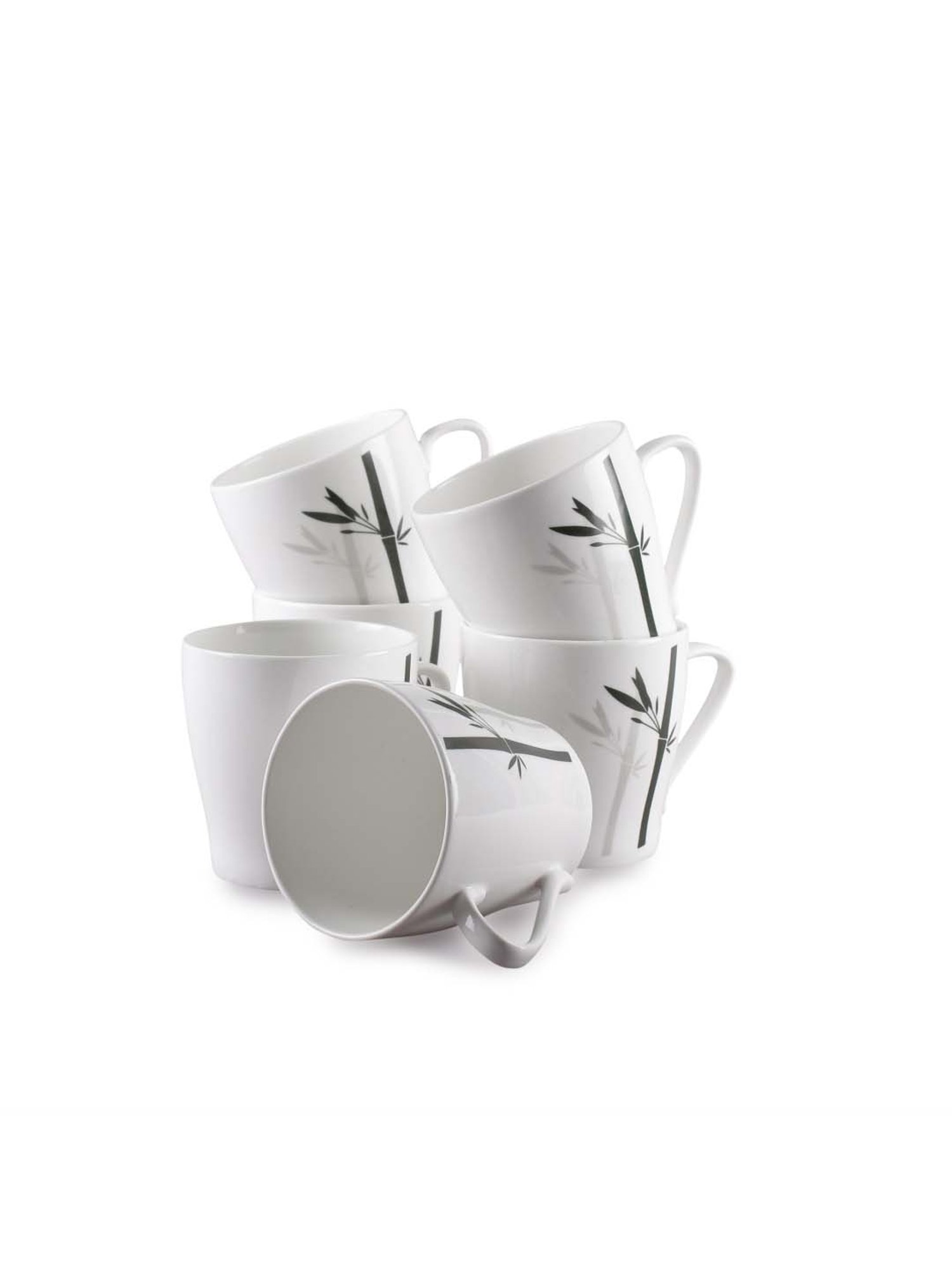 Clay Craft White & Black Fine Ceramic Coffee & Tea Mugs (140 ml) - Set of 6