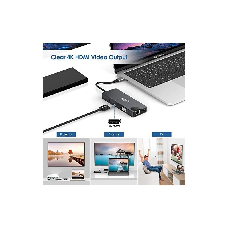 C Hub 9in1 C Adapter with 4K C to HDMIVGA C Charging 2 30 SDTF Card Reader C to 35mm Gigabit Ethernet C Dock Compatible Apple MacBook Pro 1315 Thunderbolt 3