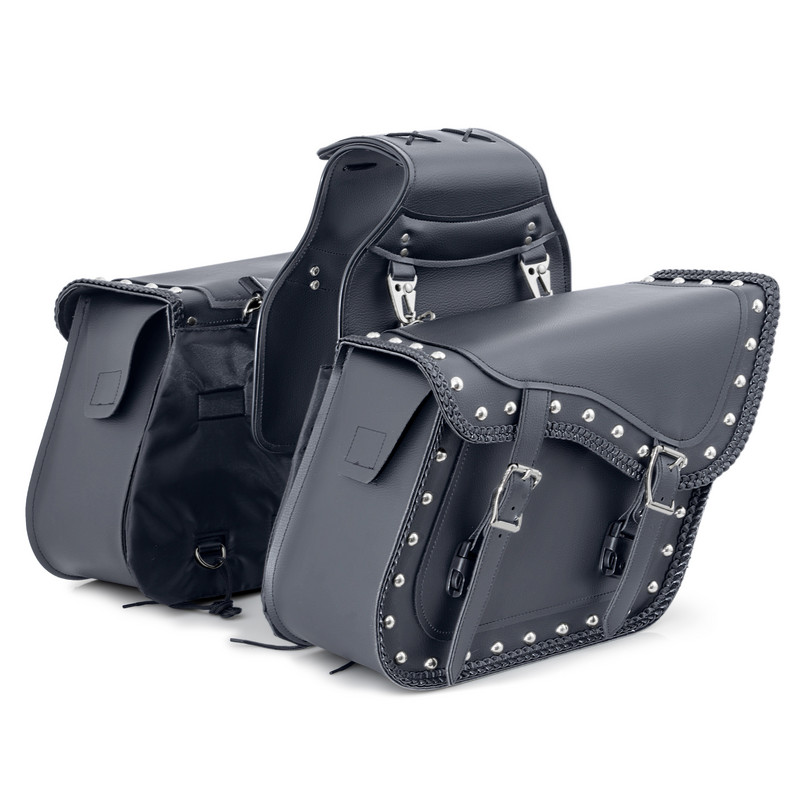 Iron Horse 7pc Rock Design Genuine Buffalo Leather Motorcycle Luggage Set