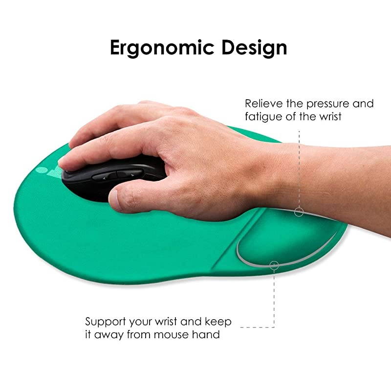 Large Curved Mouse Pad with Gel Wrist Rest NonSlip Base Lycra Cloth 98x86x08 Inch Green