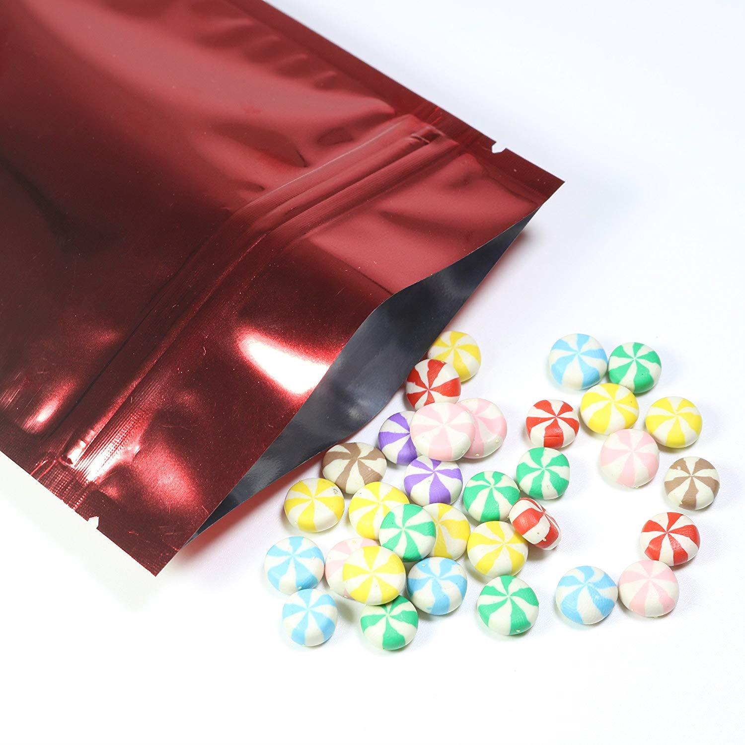 QQ Studio 100pcs Double-Sided Glossy Metallic Mylar Flat Packaging Ziplock Bags (3.3" x 5.1", Glossy Mixed)