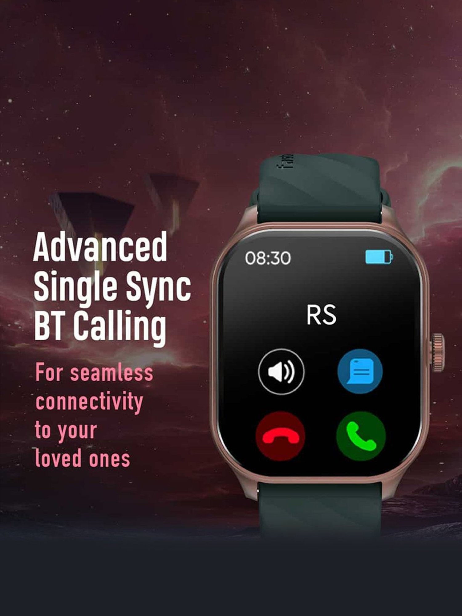 Fastrack Reflex Power BT Calling Smartwatch with 1.96 inch Super AMOLED Arched Display (Wine Red)