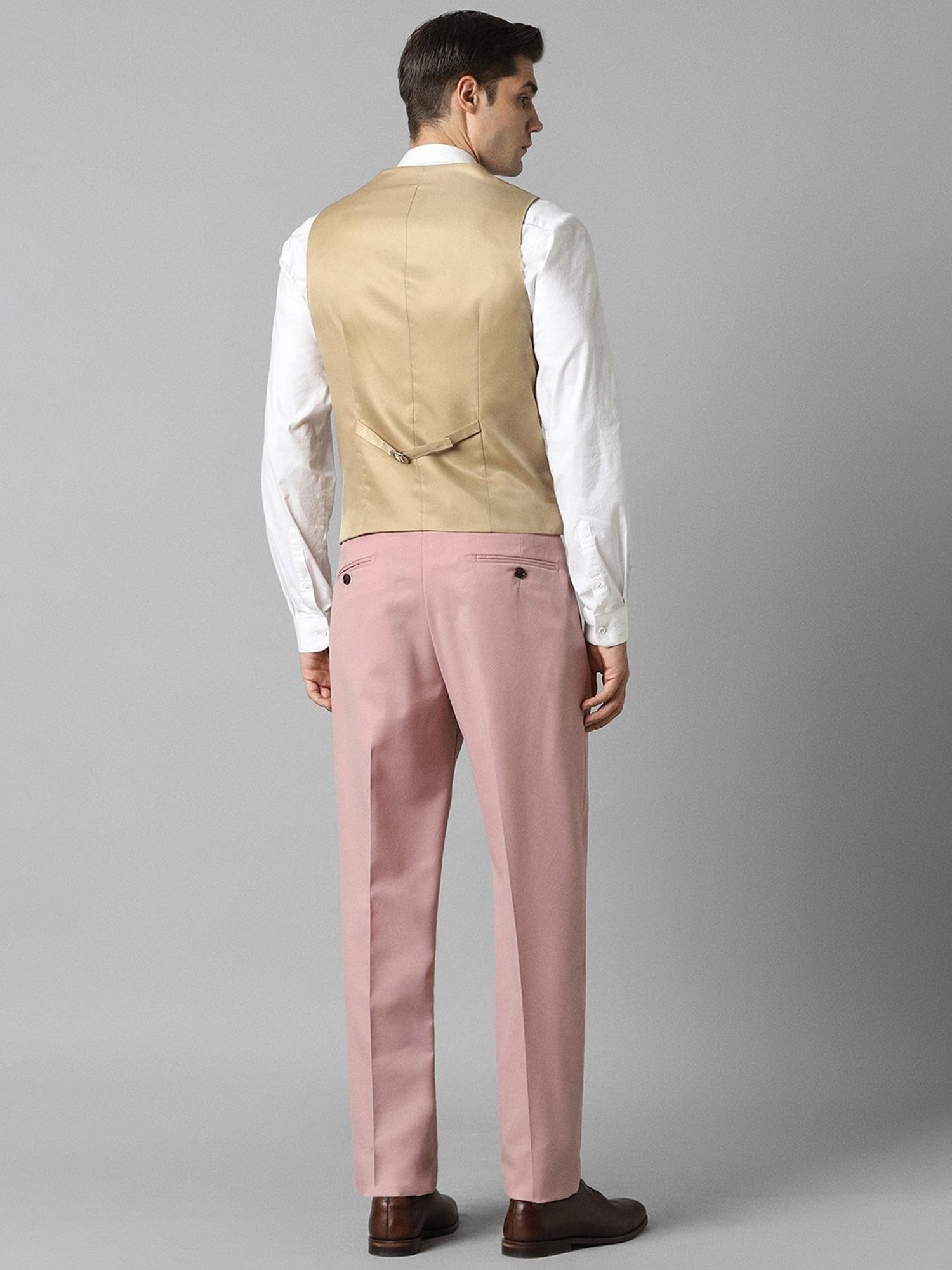 Louis Philippe Pink Slim Fit Three Piece Suit