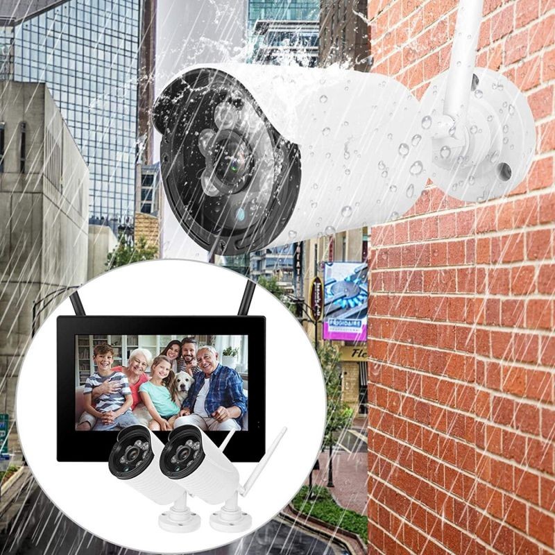 10in 1.3MP HD Wireless WiFi Baby Monitor 2 Cameras Smart DVR Home Security System (British regulations (100-240V))