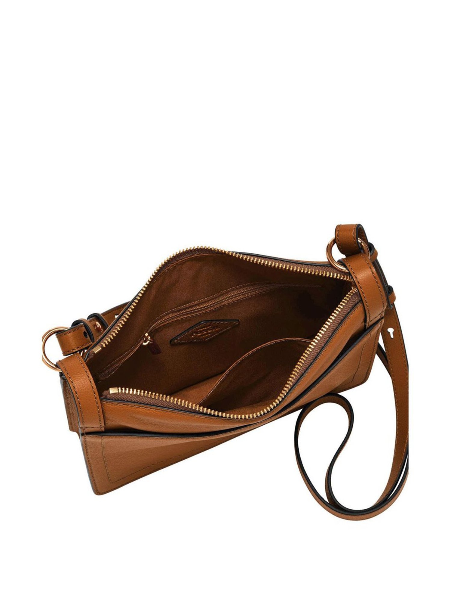 Fossil Taryn Brown Leather Solid Sling Handbag