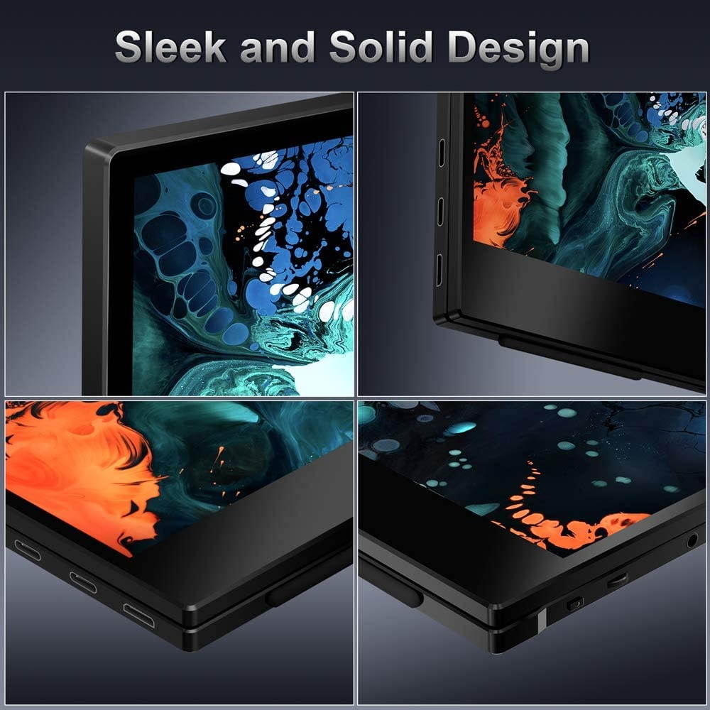 Portable Monitor &ndash; 2020 Upgraded 13.3 Inch 1080P FHD HDR FreeSync Ultra Slim USB-C Portable Display with Kickstand Dual Type-C Mini HDMI Dual Speakers for Laptop PC Mac Surface Xbox PS4 Switch Phone