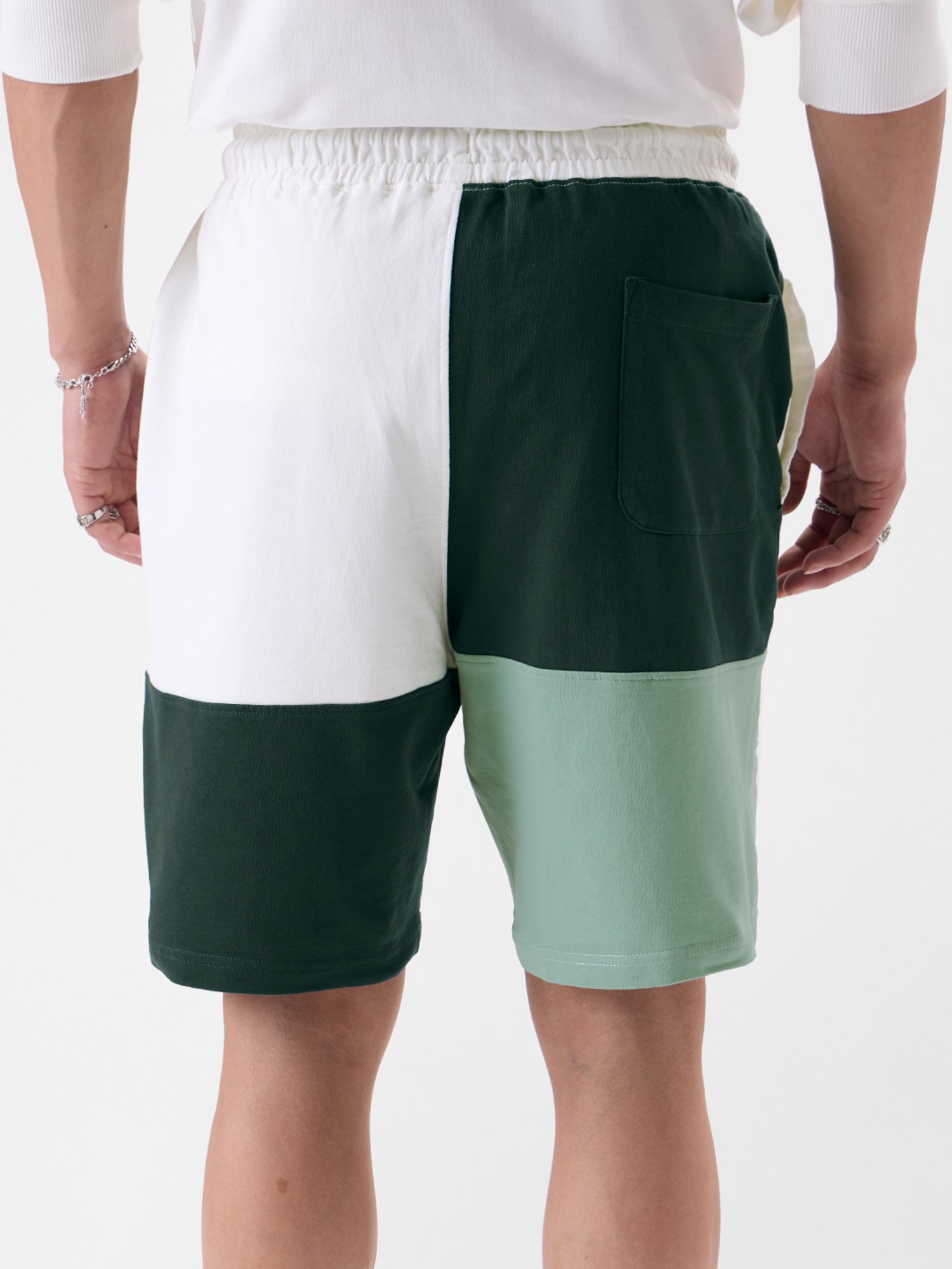 The Souled Store Green & White Regular Fit Shorts