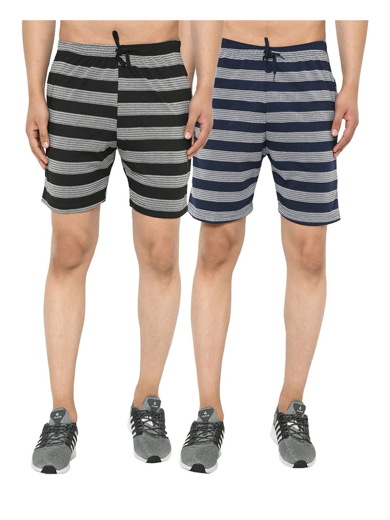 Vimal Jonney Navy & Black Regular Fit Shorts - Pack of 2