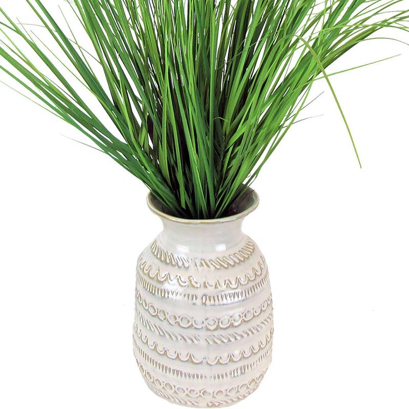 24" x 15" Artificial Grass Plant in Patterned Ceramic Urn - LCG Florals