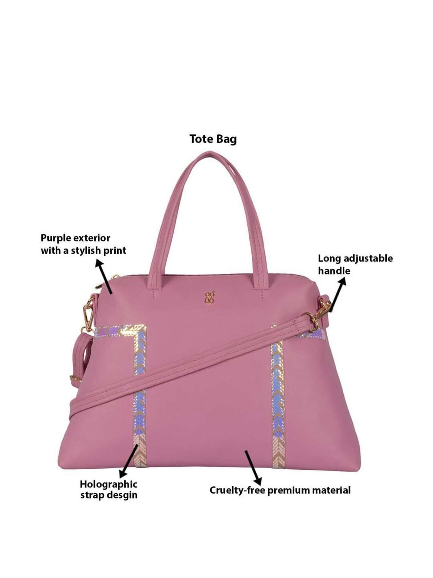 Baggit Pink Solid Medium Handbag