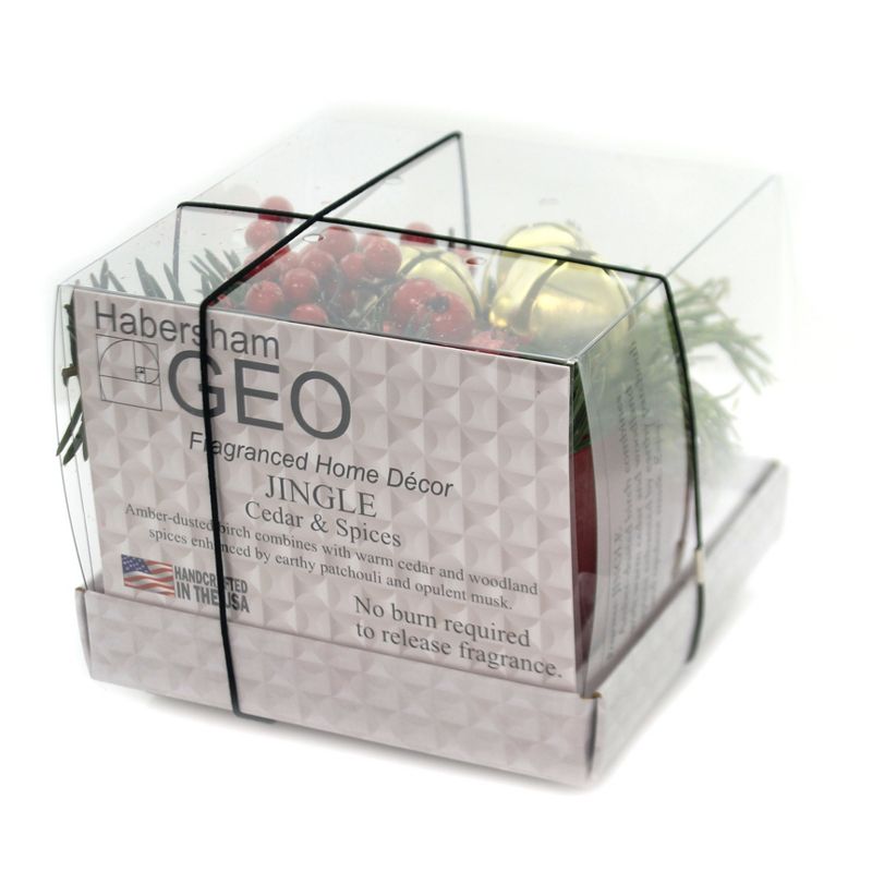 Habersham Candles 4.25" Jingle Cedar/Spices Wax Pottery Geo Bells Flameless Frangrance  -  Flameless Candles