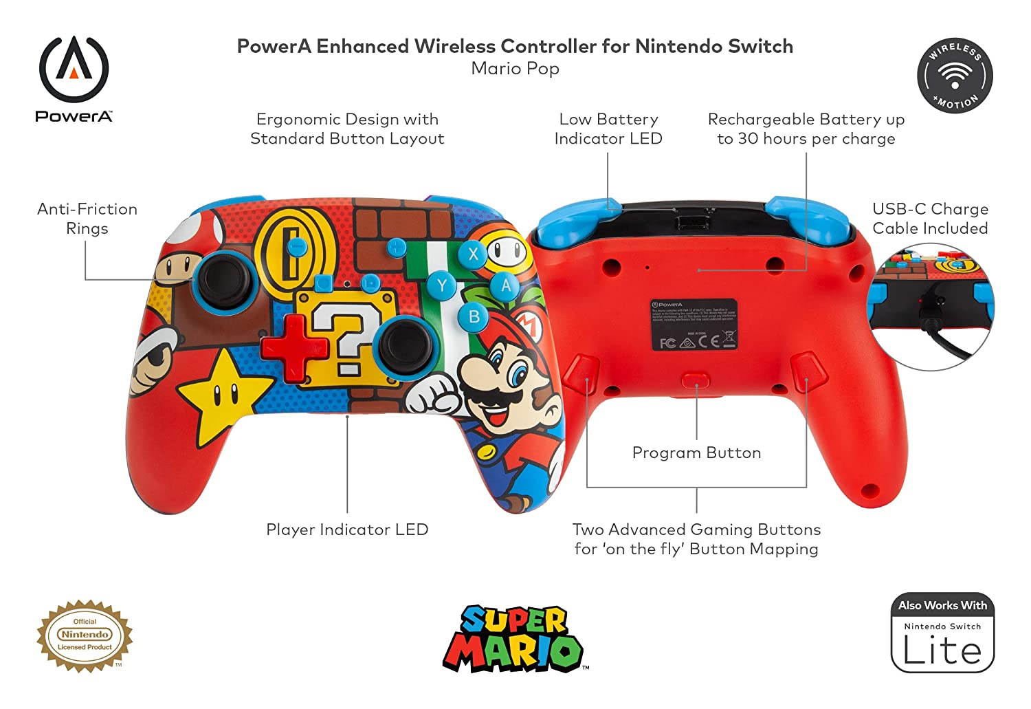 Enhanced Wireless Controller for Nintendo Switch - Mario Pop