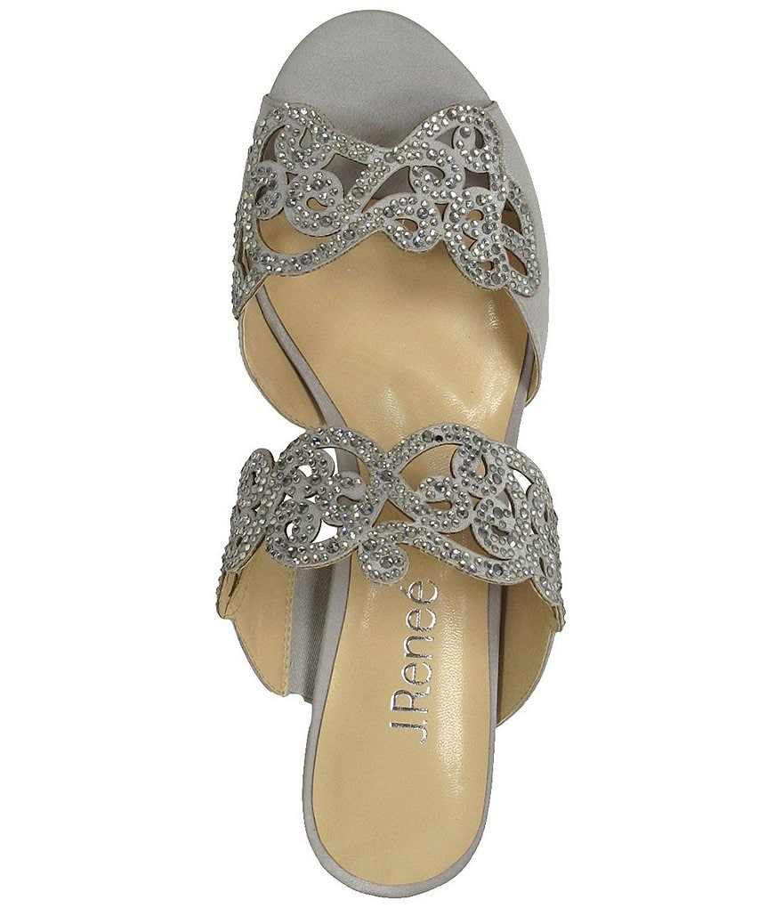J. Renee Francie Satin Rhinestone Embellished Slides