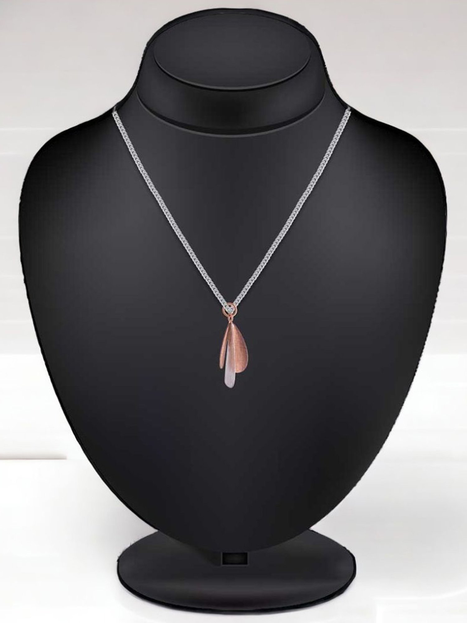 Rihi by P.C. Chandra Jewellers 925 Silver Rose Gold Petals Pendant with Earring Set for Women