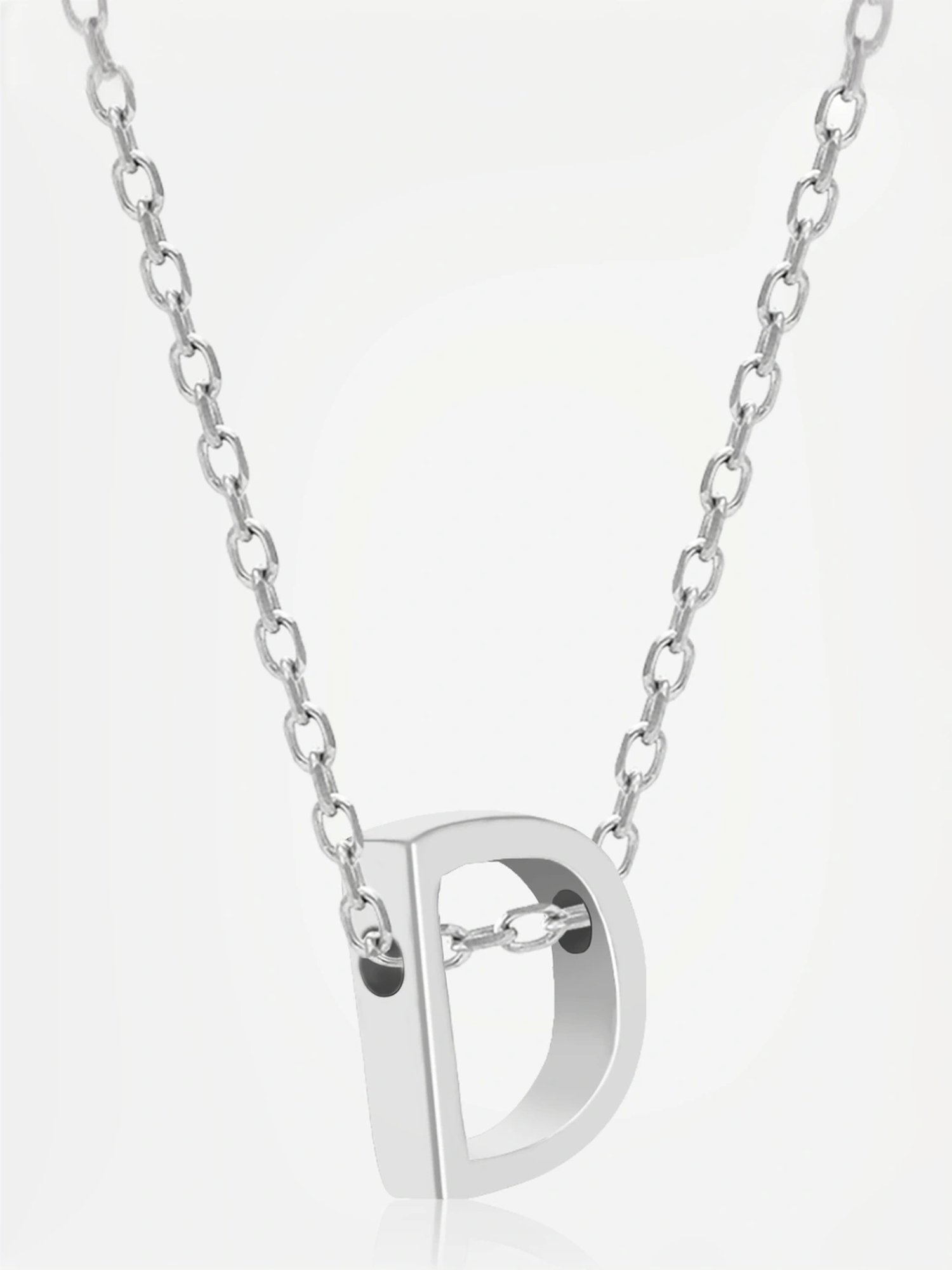 Touch925 Sterling Silver Divine D Initial Chain Pendant