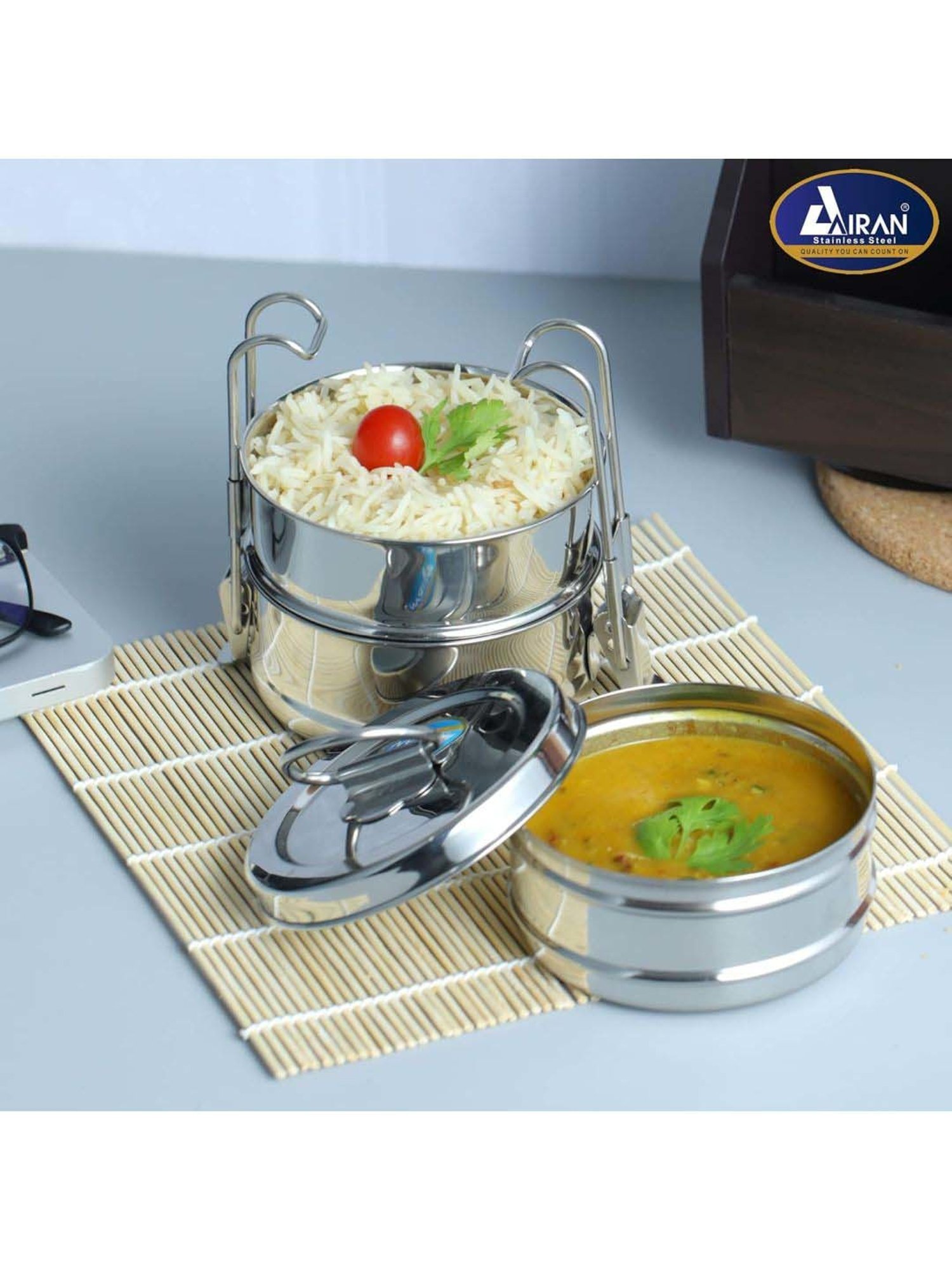 Milton Red Stainless Steel Small Tiffin Box - Set of 2