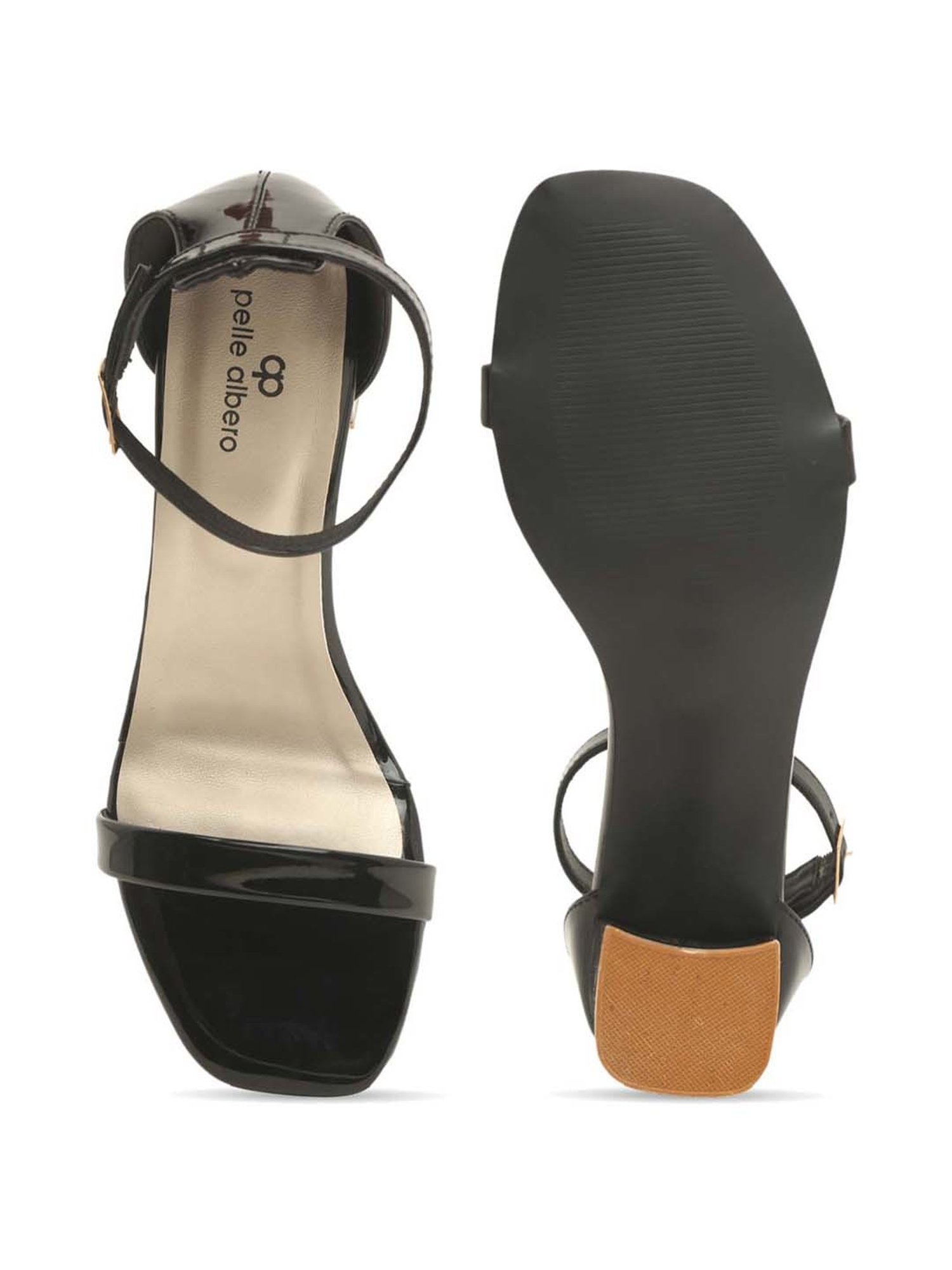 Pelle Albero Women's Black Ankle Strap Sandals