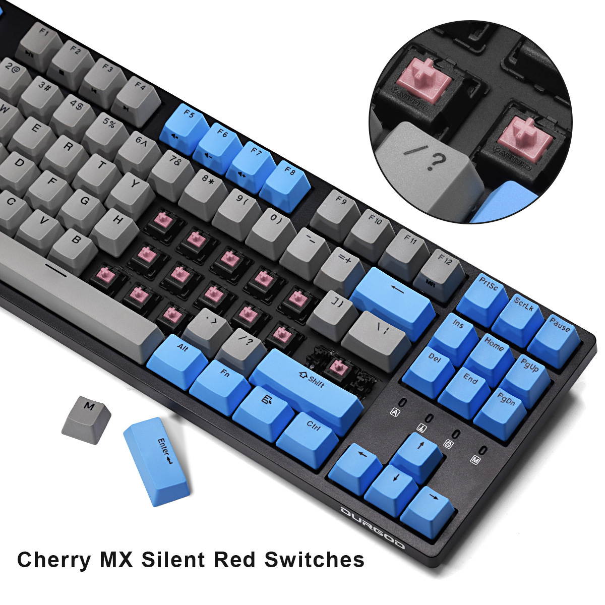Durgod Taurus K320 TKL Wired Mechanical Gaming Keyboard - 87 Key - Double Shot PBT - NKRO - USB Type C (Cherry Silent Red,Black)