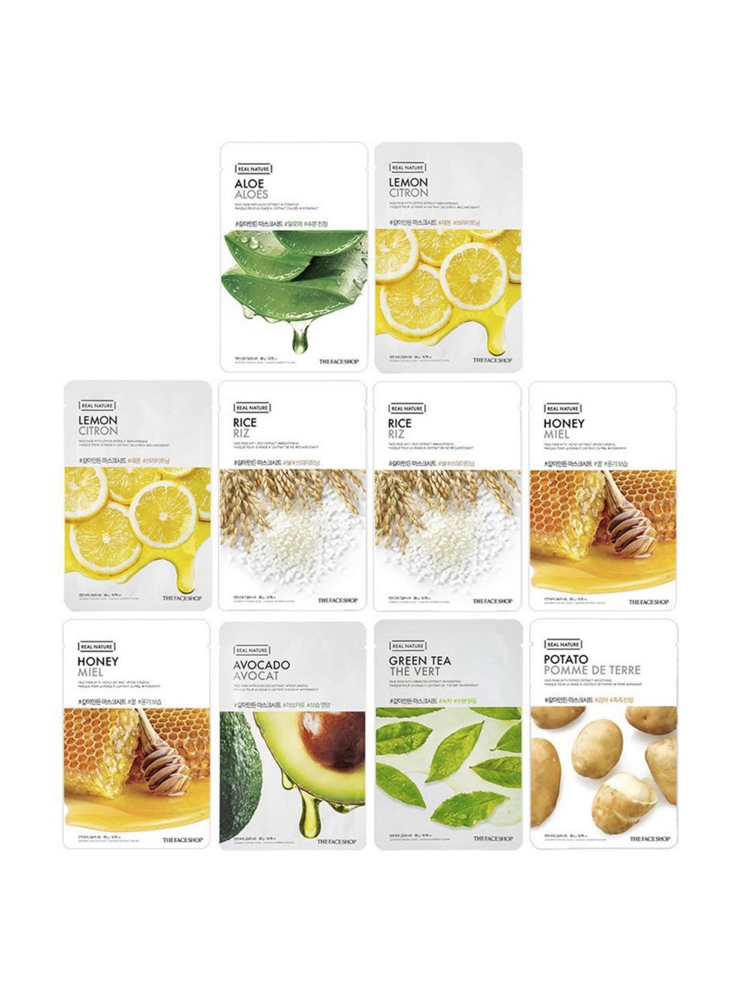 The Face Shop Real Nature Glowing Bride Masksheet Combo Set of 10