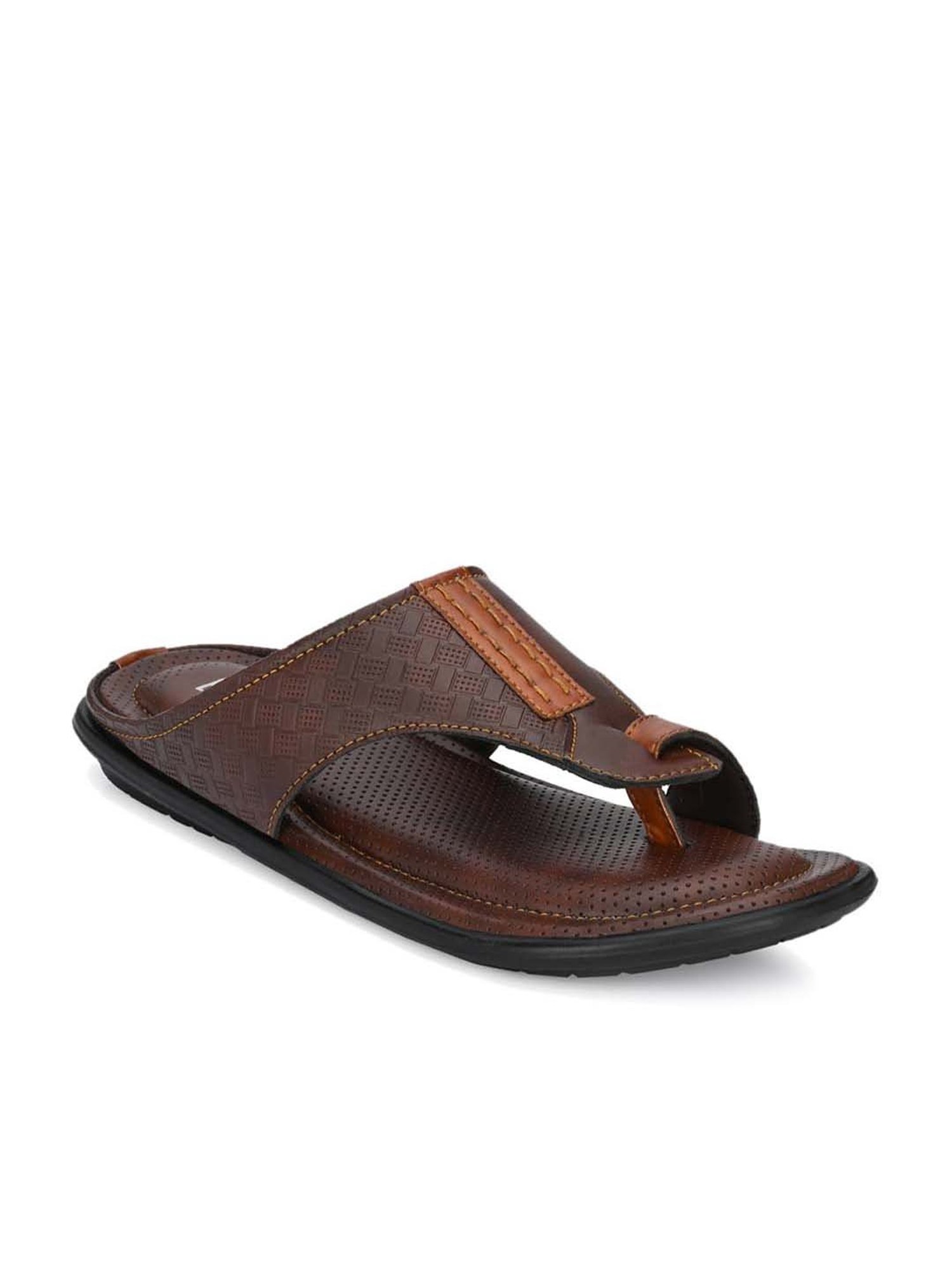 El Paso Men's Brown Toe Ring Sandals