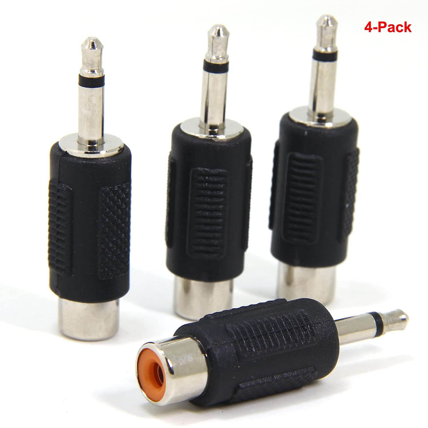 Ancable 4-Pack 3.5mm 1/8" TS Mono Male to RCA Female Adapter Connector Coupler