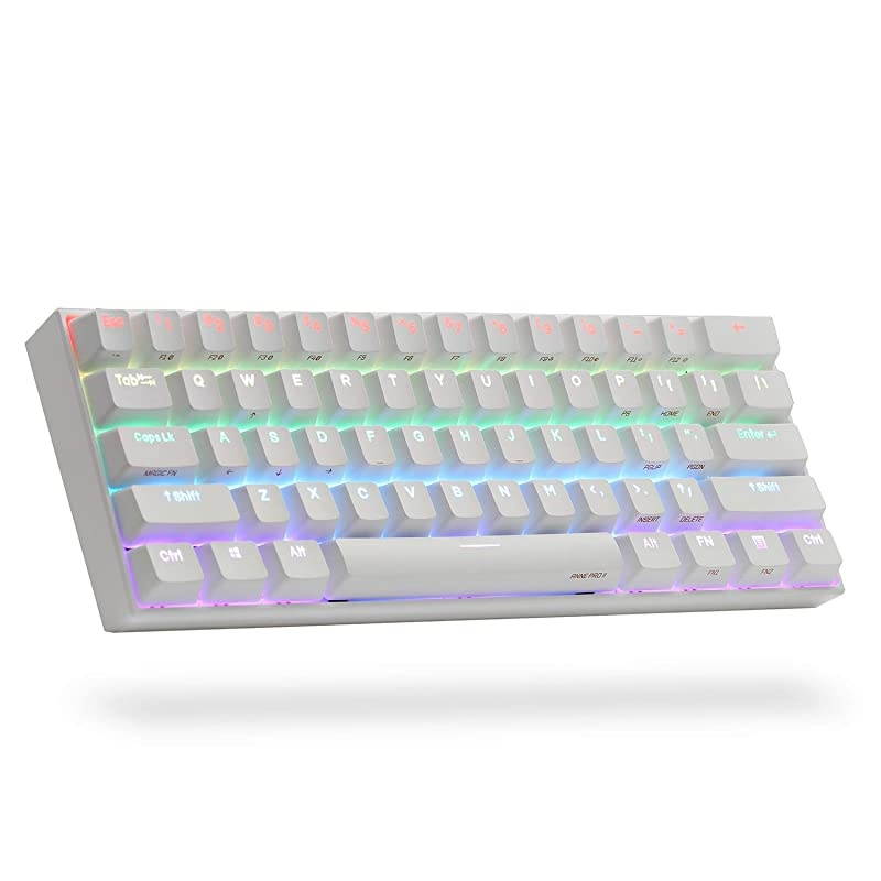 2, 60% Wired/Wireless Mechanical Keyboard (Kailh Box Brown Switch/White Case) - Full Keys Programmable - True RGB Backlit - Tap Arrow Keys - Double Shot PBT Keycaps - NKRO - 1900mAh Battery