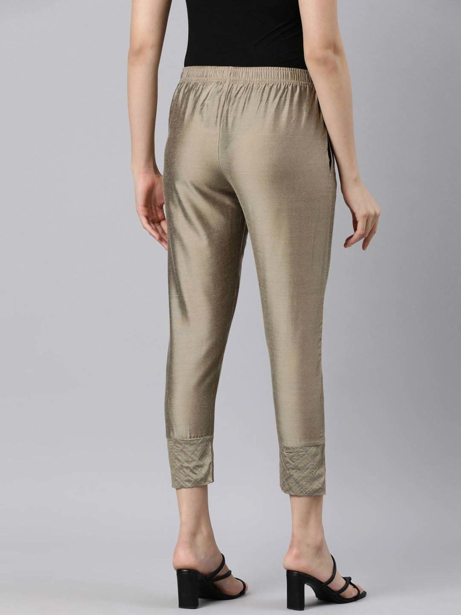 TWIN BIRDS Dark Beige Embroidered Pants