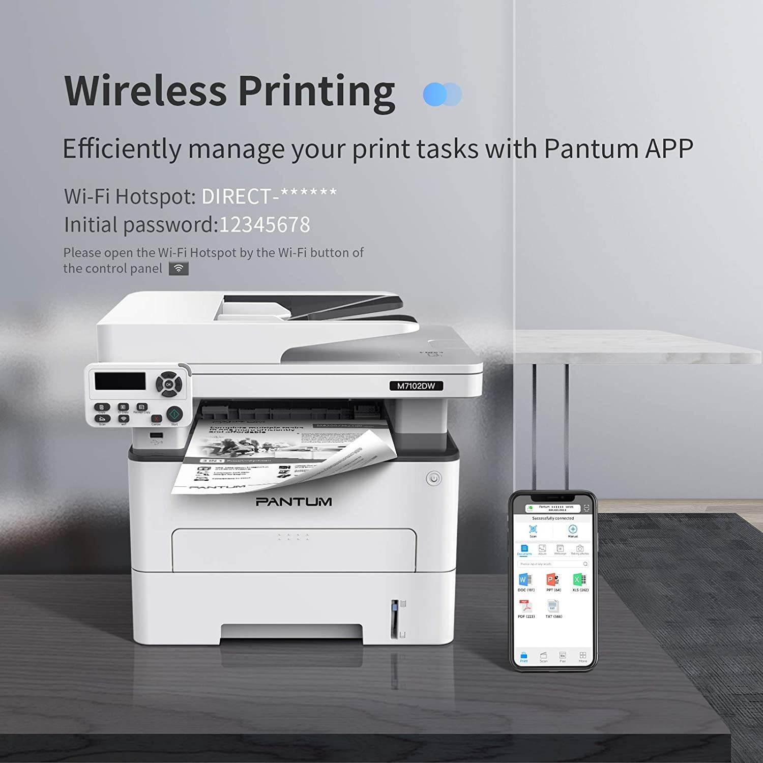 Pantum M7102DW Laser Printer Scanner Copier 3 in 1, Wireless Connectivity and Auto Two-Sided Printing with 1 Year Warranty, 35 Pages Per Minute (V6W81B)